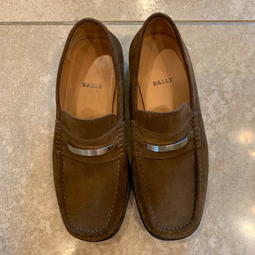 SALVATORE FERRAGAMO BALLY MEN'S 7.5 E 8.5  D BROWN SUEDE/LEATHER SHOES NW/OT